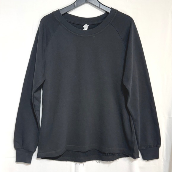 Alternative Apparel Tops - Alternative Apparel‎ Black Raglan Sweatshirt High Low Raw Hem Large Womens NWOT